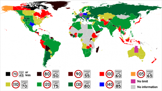 Ограничение скорости на карте мира