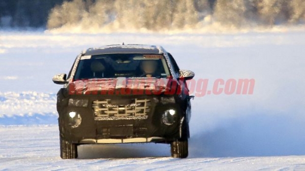 Pickup Hyundai Santa Cruz in serial body again caught fotosporno during testing