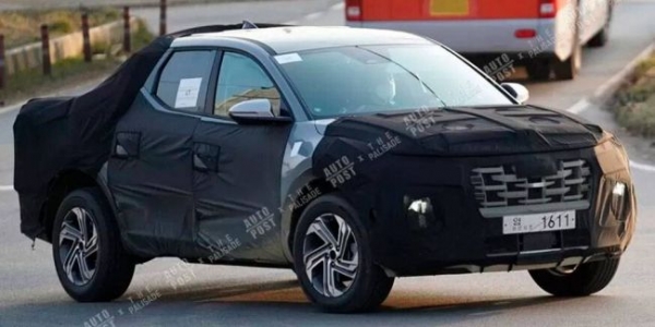 Pickup Hyundai Santa Cruz in serial body again caught fotosporno during testing